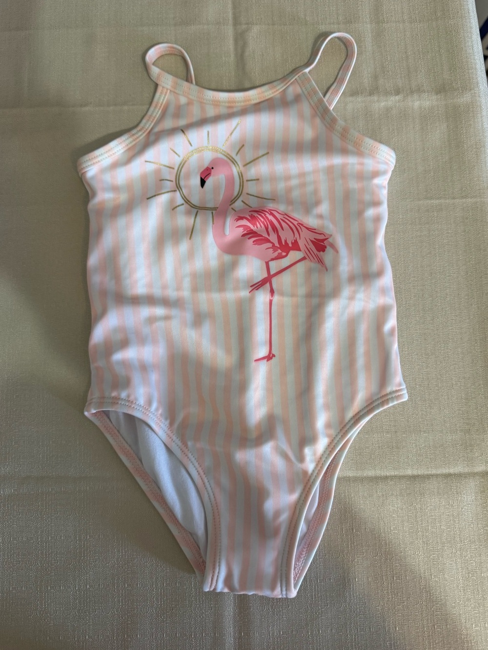 Crazy 8 Pink Vertical Stripe Flamingo Swimsuit